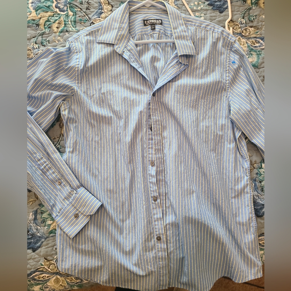 Express Light Blue Striped Button Down Shirt